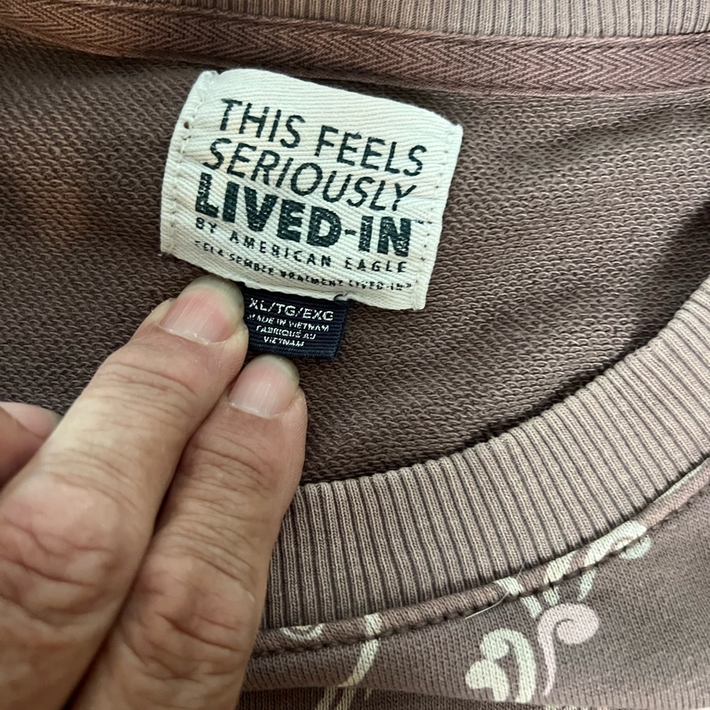 American Eagle Seriously lived in Dusty mauve Brown Paisley oversized sweatshirt - Picture 8 of 9